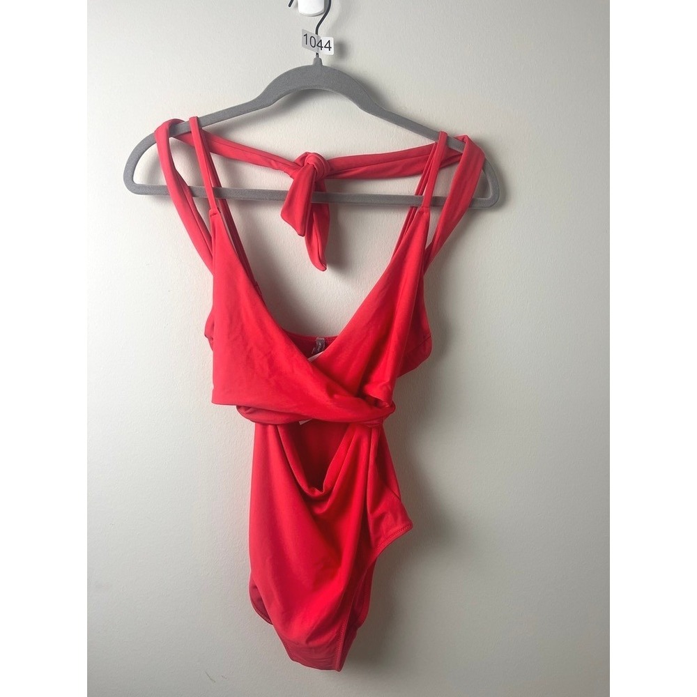 2/$30 Aerie Red Wrap Front Cut Out One Piece Swimsuit Medium